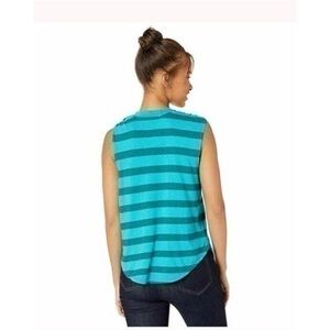 FREE PEOPLE Women’s Striped Twist Tank Top In Jungle Teal | Size Small
